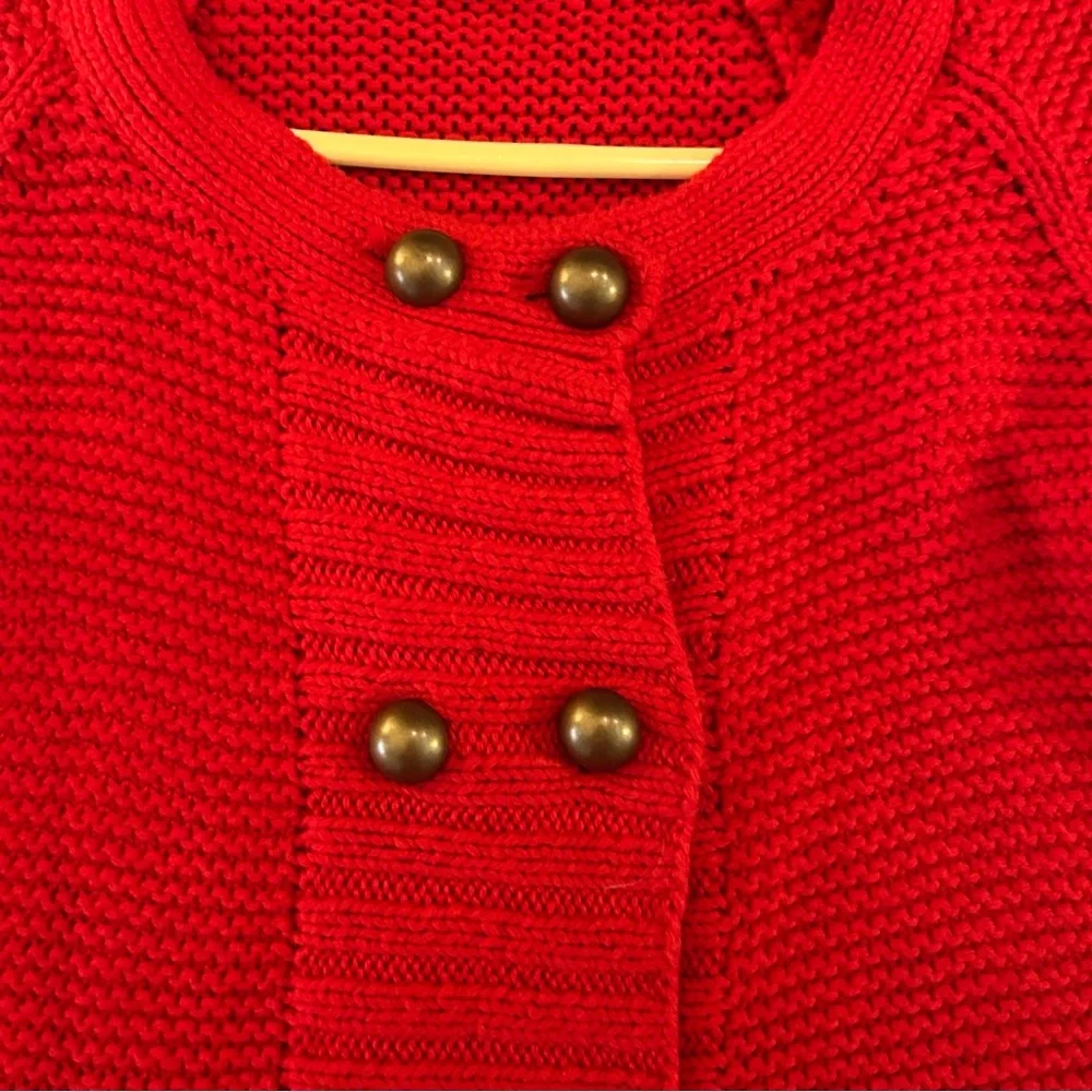 J. Crew Handknit Red Double Breasted Cardigan Chunky Sweater Women’s Size S